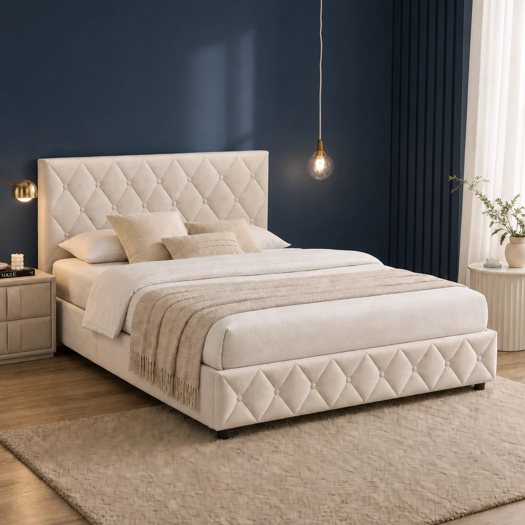Lit Coffre Capitonné Ailes Hautes — 140x200